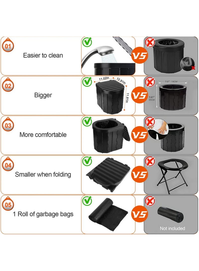 1pcs Waterproof Folding Toilet With Lid for Camping Travel Boat Hiking Emergency Outdoor Self Driving Tours Beach Long Trips Vehicle Mounted Toilet Seat Camping Equipment Hiking Accessories - Image 3
