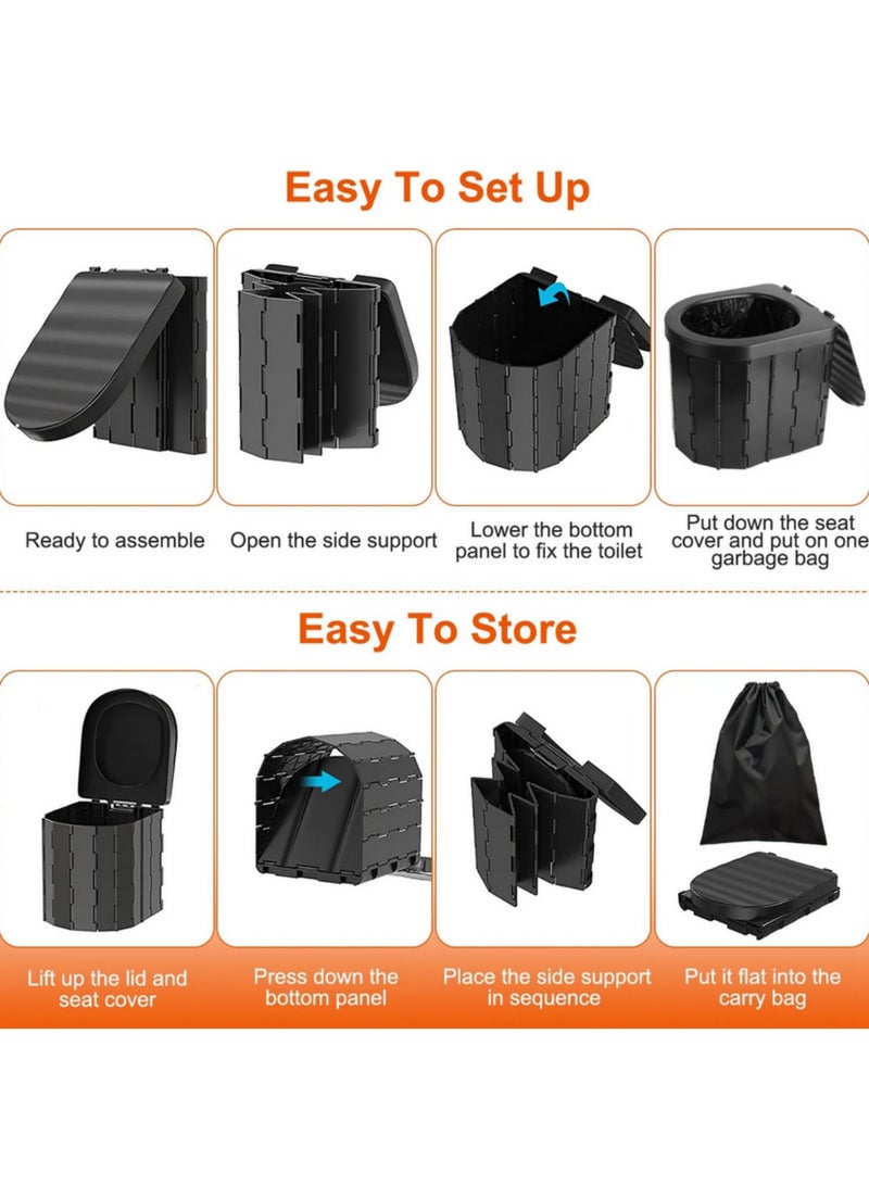 1pcs Waterproof Folding Toilet With Lid for Camping Travel Boat Hiking Emergency Outdoor Self Driving Tours Beach Long Trips Vehicle Mounted Toilet Seat Camping Equipment Hiking Accessories - Image 5