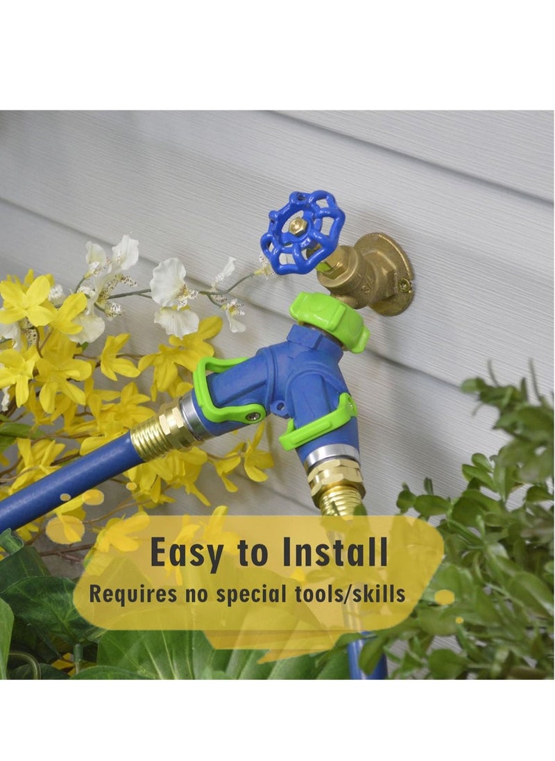SYOSI - Garden Hose Splitter 2 Way with Thumb Control Valves, 3/4" Metal Y Hose Splitter Shut Off Valves - Image 1