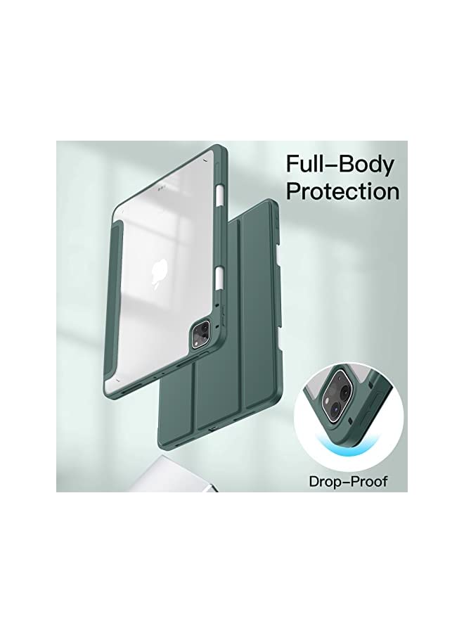 Jetech Case for iPad Pro 11 Inch (2021/2020/2018) with Pencil Holder, Clear Transparent Back Shell Slim Stand Shockproof Tablet Cover, Auto Wake/Sleep (Misty Blue) - Image 3