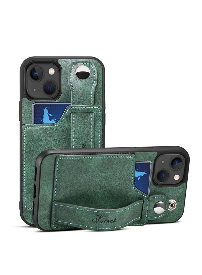Suteni Case For iPhone 13 215 Wrist Strap PU Phone Case - Image 1