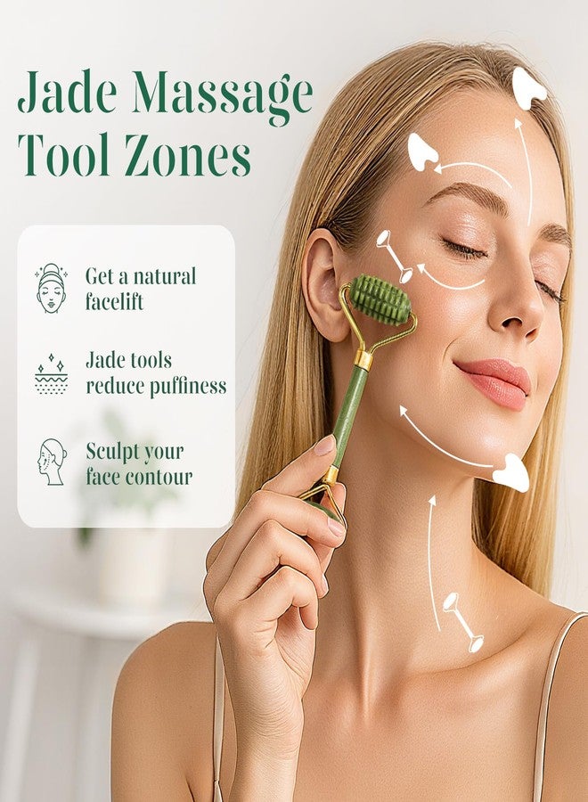 BAIMEI IcyMe Gua Sha and Jade Roller for Face, Natural Jade Face Roller with Ridge Design for Reducing Puffiness & Skin Firming,Facial Sculpting Tool, Self Care Gift for Women Men - Image 2