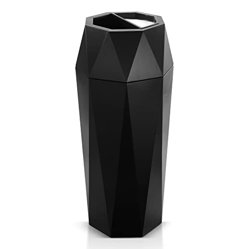 Dyna-Living DynaLiving Commercial Trash Can Outdoor Garbage Can with Lid Indoor Large Trash Bin Stainless Steel Industrial Waste Container Black