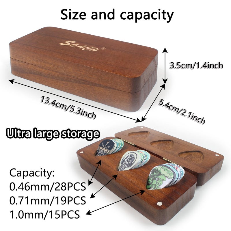 SOACH 62 Pack Guitar Picks with Wooden Organizer Storage Box, 3 Different Thickness Colorful Guitar Picks Plectrums for Acoustic Guitar, Electric Guitar, Bass, Ukulele (Music elements) - Image 4