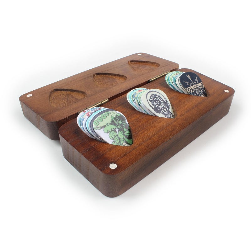 SOACH 62 Pack Guitar Picks with Wooden Organizer Storage Box, 3 Different Thickness Colorful Guitar Picks Plectrums for Acoustic Guitar, Electric Guitar, Bass, Ukulele (Music elements) - Image 2