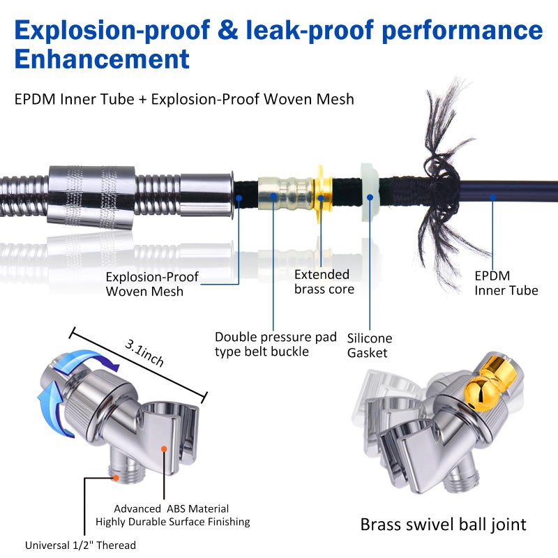 CWPW ANTOWER LED Shower Head with Handheld High Pressure Shower Heads Set with 79 Inch Shower Hose,Shower Holder,4 PP Cotton Filters,Turbo Fan Shower Water Temperature-Controlled One Key Pause Switch - Image 5
