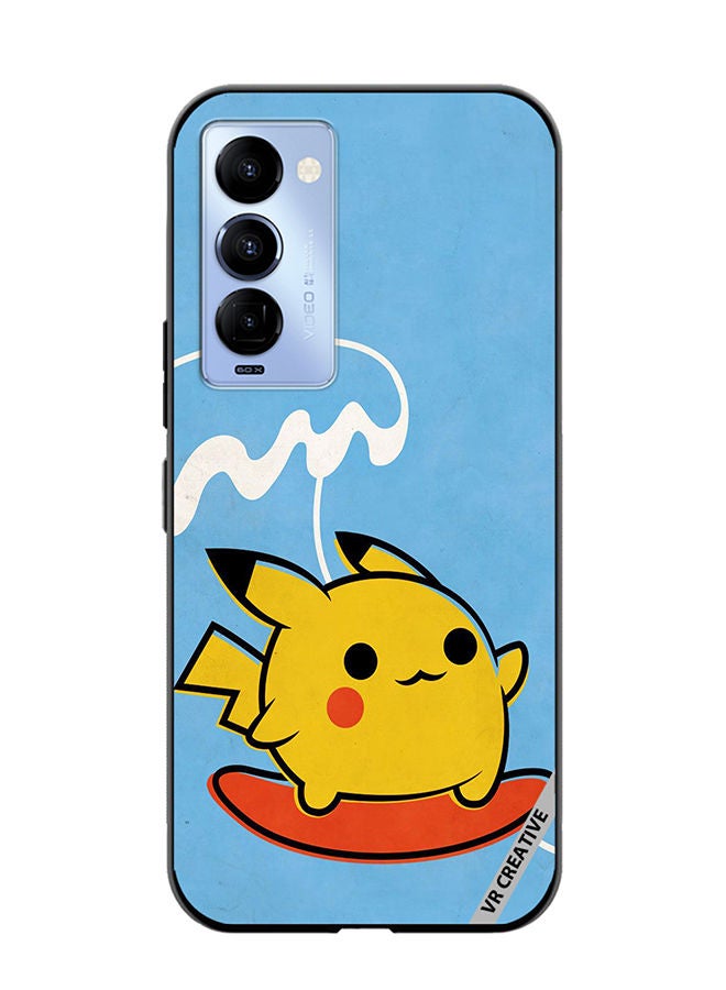 VR CREATIVE Protective Case Cover For Tecno Camon 18/18 P Pikachu Surfing 1  Design Multicolour - Image 1
