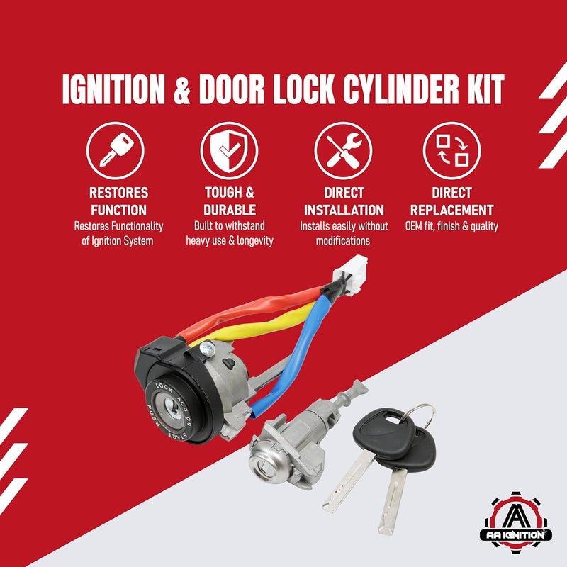 AA Ignition Ignition Lock Cylinder Switch Assembly Replacement for Kia Vehicles - Image 2