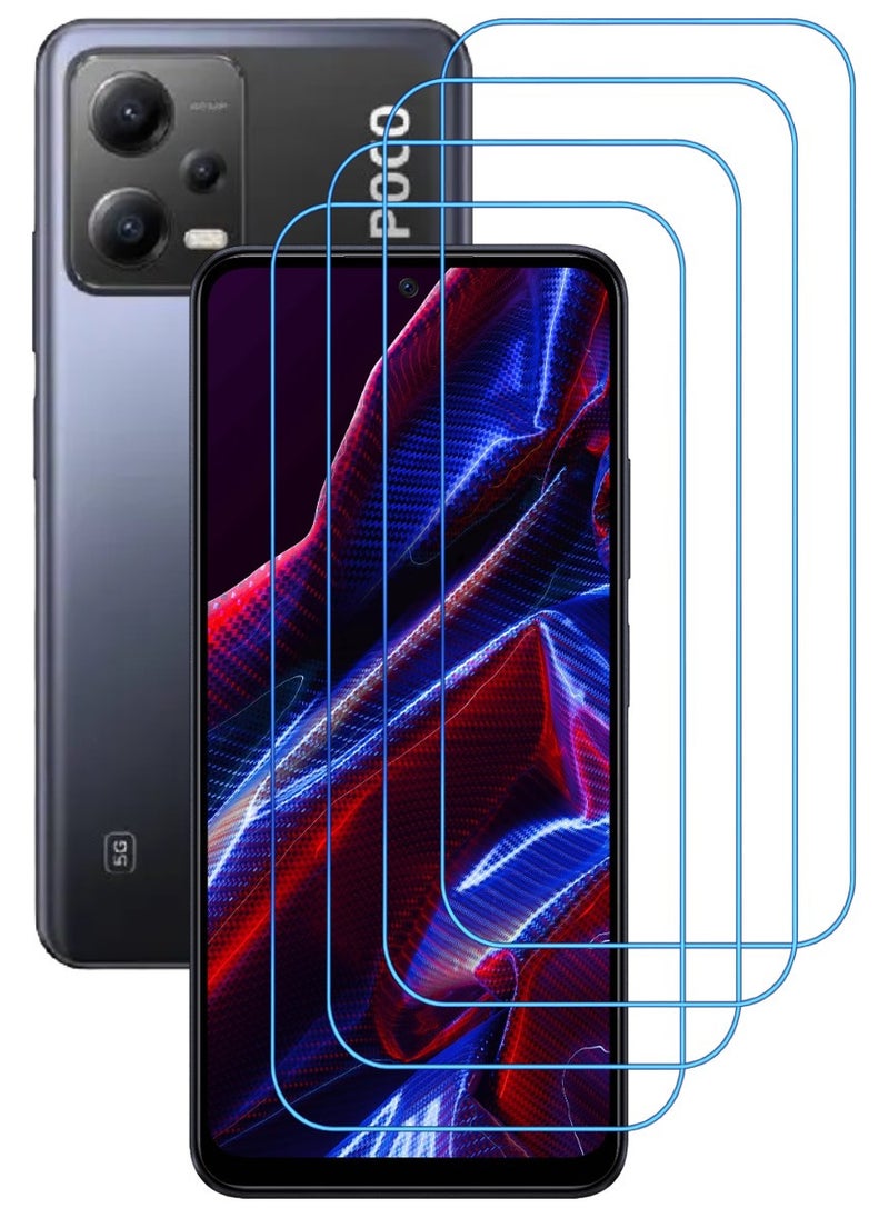 ACLIX 4 Pieces Antistatic ESD Dustproof Premium Quality High Definition Clear Tempered Glass Screen Protector Designed For Xiaomi Poco X5 - Image 1