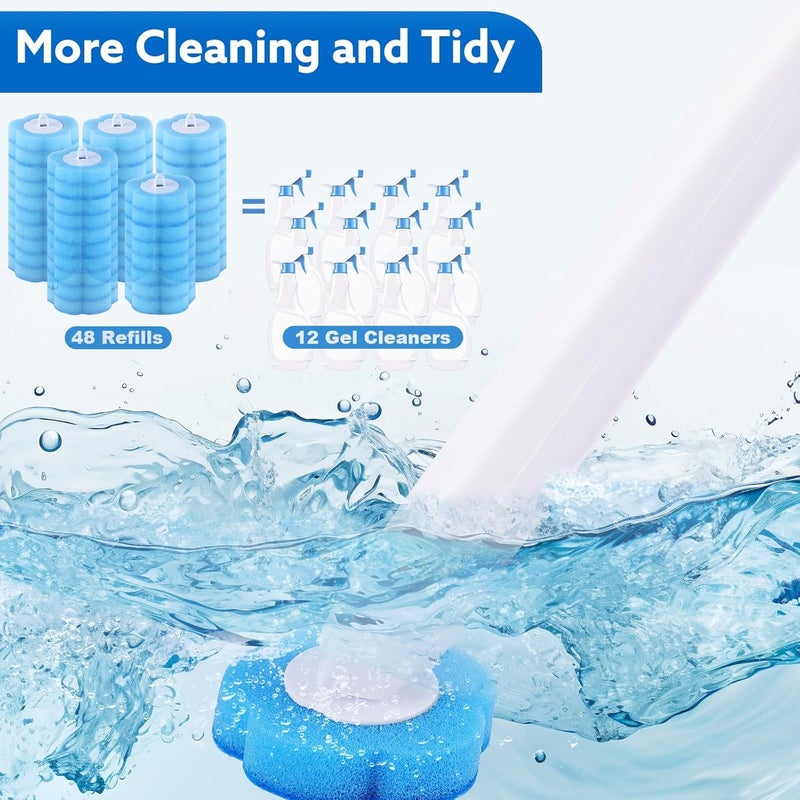 wlich Disposable Toilet Brush with 48 Refills, Bowl Toilet Brush with Wall Mounted Holder, Toilet Bowl Brush Set with Wand and Storage Box for Bathroom Cleaning - Image 4