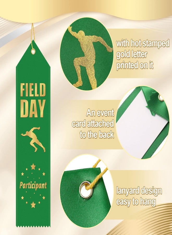 Sherr 100 Pcs Field Day Ribbons Award Ribbons Bulk Participant Ribbons for Prizes with Event Card and String Medal Ribbons for Kids Competition Sports Event School Contest Team Office, Green - Image 3