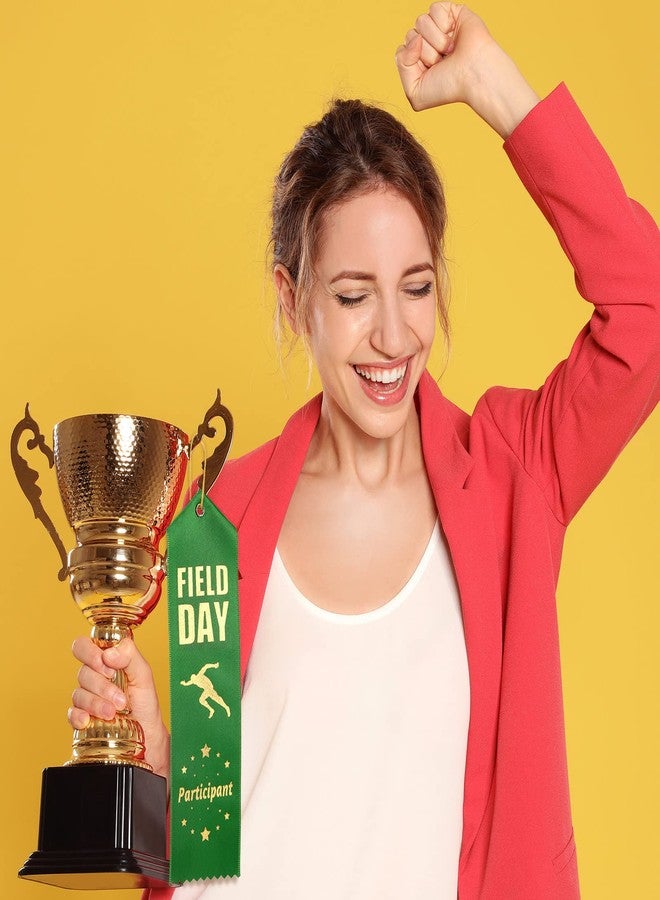 Sherr 100 Pcs Field Day Ribbons Award Ribbons Bulk Participant Ribbons for Prizes with Event Card and String Medal Ribbons for Kids Competition Sports Event School Contest Team Office, Green - Image 5