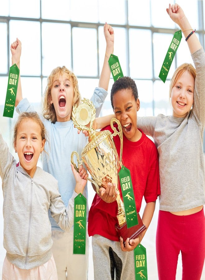 Sherr 100 Pcs Field Day Ribbons Award Ribbons Bulk Participant Ribbons for Prizes with Event Card and String Medal Ribbons for Kids Competition Sports Event School Contest Team Office, Green - Image 4