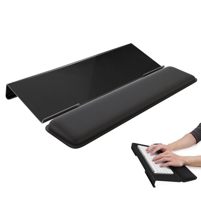 Laborio Computer Keyboard Wrist Rest Stand for Desktop, Keyboard Holder for Easy Typing with Wrist Pad for Office Desk, Home, School (Black) - Image 1