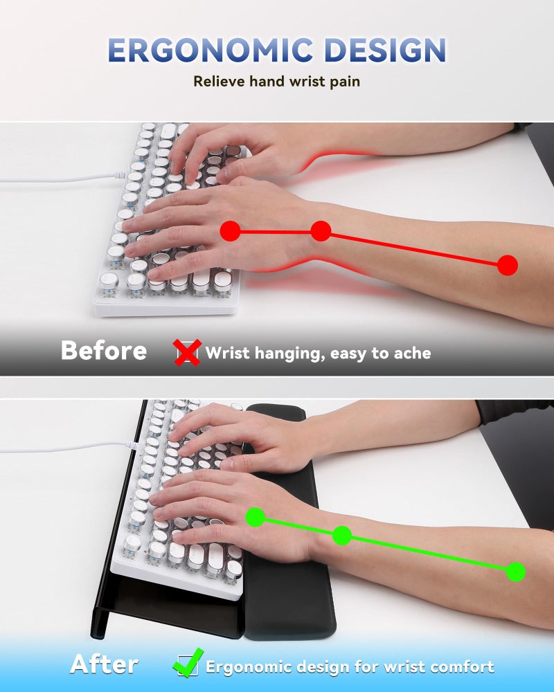 Laborio Computer Keyboard Wrist Rest Stand for Desktop, Keyboard Holder for Easy Typing with Wrist Pad for Office Desk, Home, School (Black) - Image 3