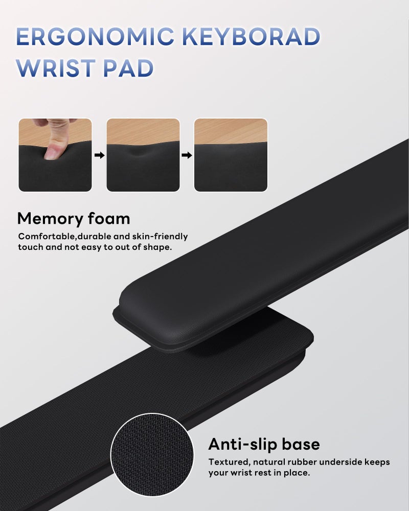 Laborio Computer Keyboard Wrist Rest Stand for Desktop, Keyboard Holder for Easy Typing with Wrist Pad for Office Desk, Home, School (Black) - Image 5