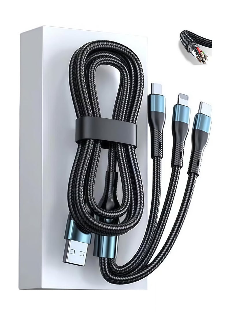 BlueHole 120W Ultra-Fast Charging Cable Triple USB Data Cable Universal for Multiple Devices - Phone & Tablet Charger - Image 2