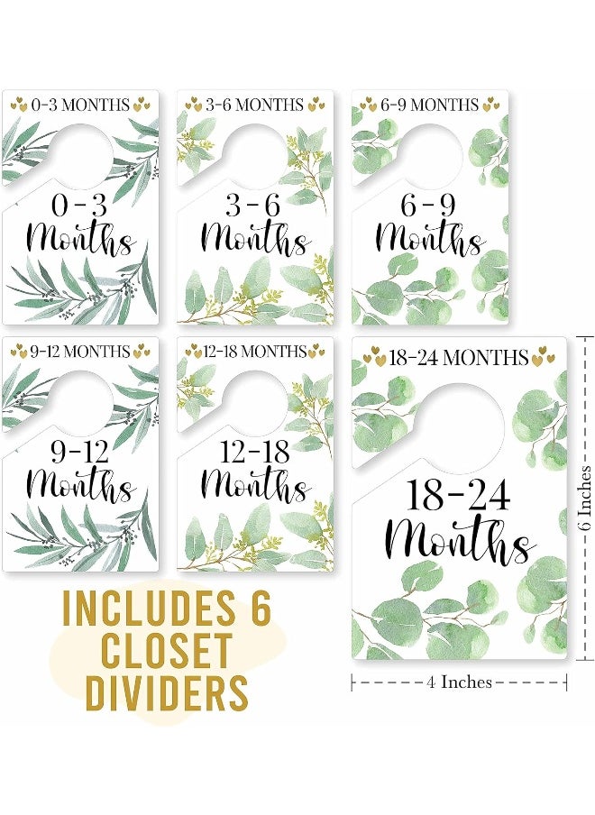 Hadley Designs 6 Hanger Dividers Baby Closet Size Dividers - Greenery Baby Closet Dividers, Baby Closet Organizer For Nursery Organization, Baby Essentials For Newborn Essentials, Nursery Closet Dividers Girl or Boy  - Image 3