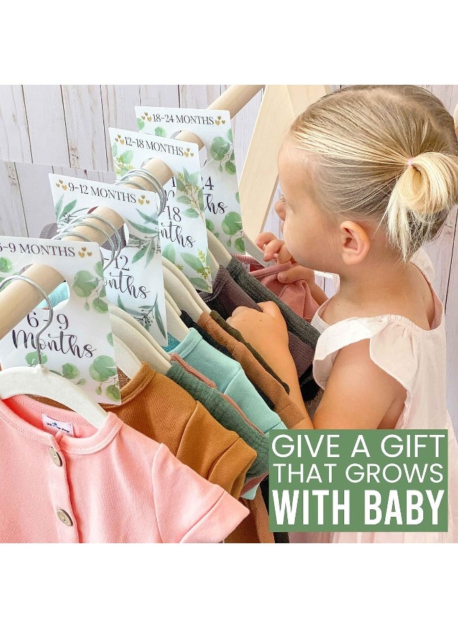 Hadley Designs 6 Hanger Dividers Baby Closet Size Dividers - Greenery Baby Closet Dividers, Baby Closet Organizer For Nursery Organization, Baby Essentials For Newborn Essentials, Nursery Closet Dividers Girl or Boy  - Image 2