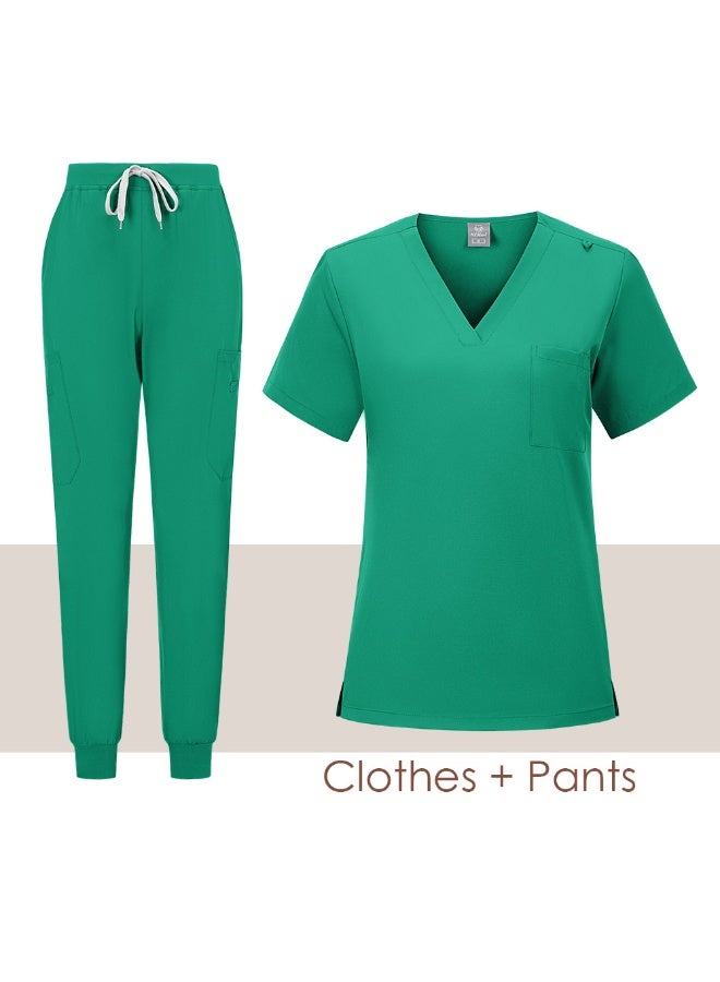 Loquat Womens Medical Scrubs Set Medical Uniform Set Cyan Green - Image 1