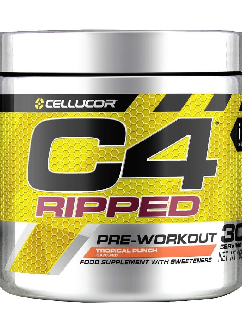C4  Cellucor Cellucor C4 Ripped Thermogenic Pre-Workout – Tropical Punch (30 Servings) | Fat Burner + Energy Booster for Weight Loss 