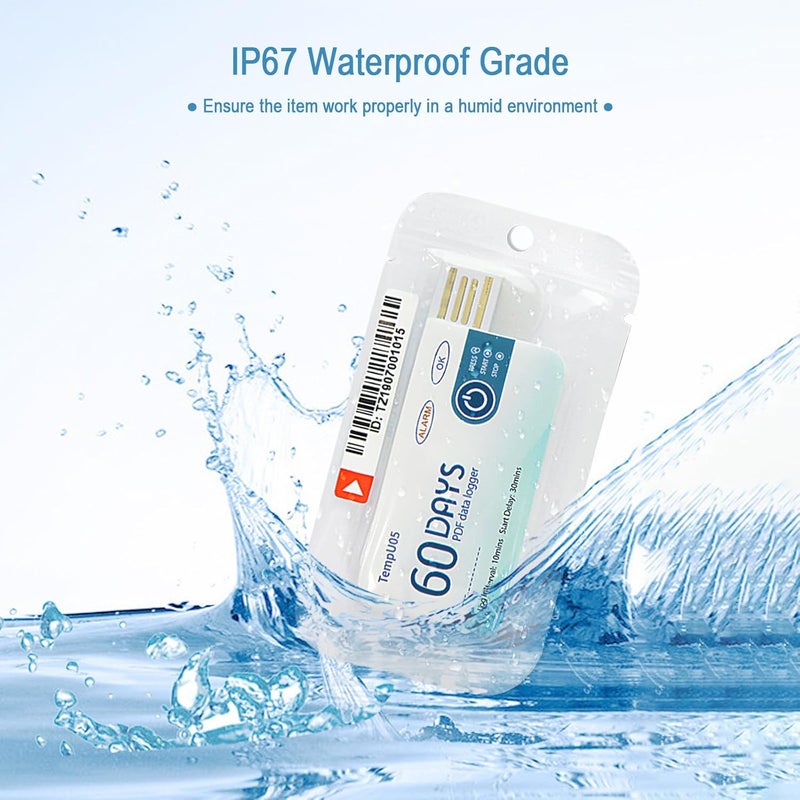 Tzone USB Temperature Data Logger,Disposable Temperature Recorder 10 Packs with Auto PDF Report,Temp U05 Thermometer Logger 60 Days for Transportation Storage,10000 Points Recording,IP67 Waterproof - Image 3