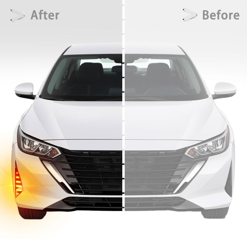ZDEERAOTO LED Front Bumper Fog light DRL Amber Sequential Turn Signal Lamp Feature Kit for Nissan Sentra 2024 2025 S SV SR Replacement Front Bumper Trim Accessories - Image 3