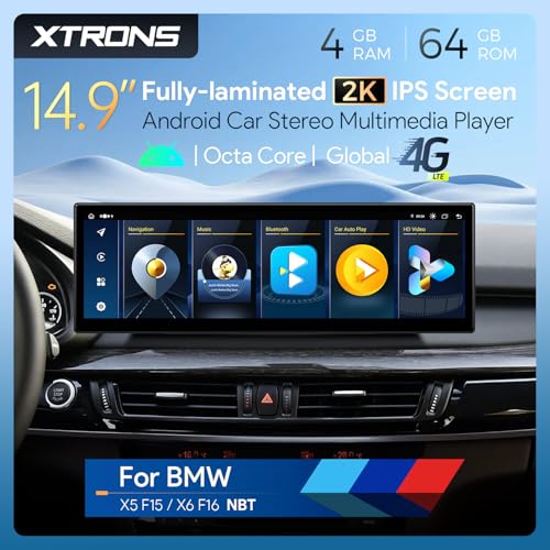 XTRONS 149 Inch Android 14 Car Stereo for BMW X5 F15 X6 F16 20142017 with NBT System 2K IPS Touch Screen 464 GB Global 4G LTE GPS Navigation Support Wireless CarPlay Android Auto - Image 3