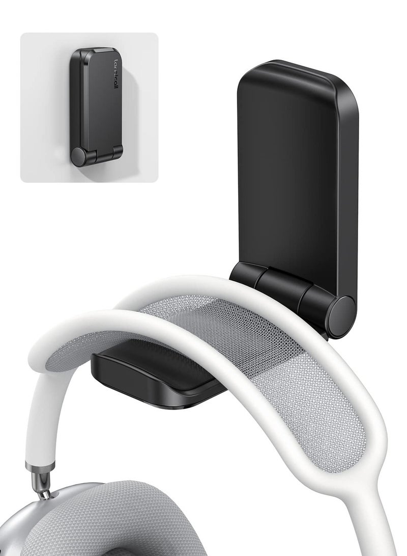 Headphone Stand, Sticky Headset Hanger, Adhesive Headphone Holder Hook Mount, Under Desk Earphone Clamp for Airpods Max, HyperX, Sony, Sennheiser (Black) - Image 1