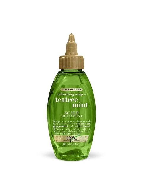 Extra Strength Refreshing + Invigorating Teatree Mint Dry Scalp Treatment with Witch Hazel Astringent to Help Remove Scalp Buildup, Paraben-Free, Sulfate Surfactant-Free, 4 fl oz