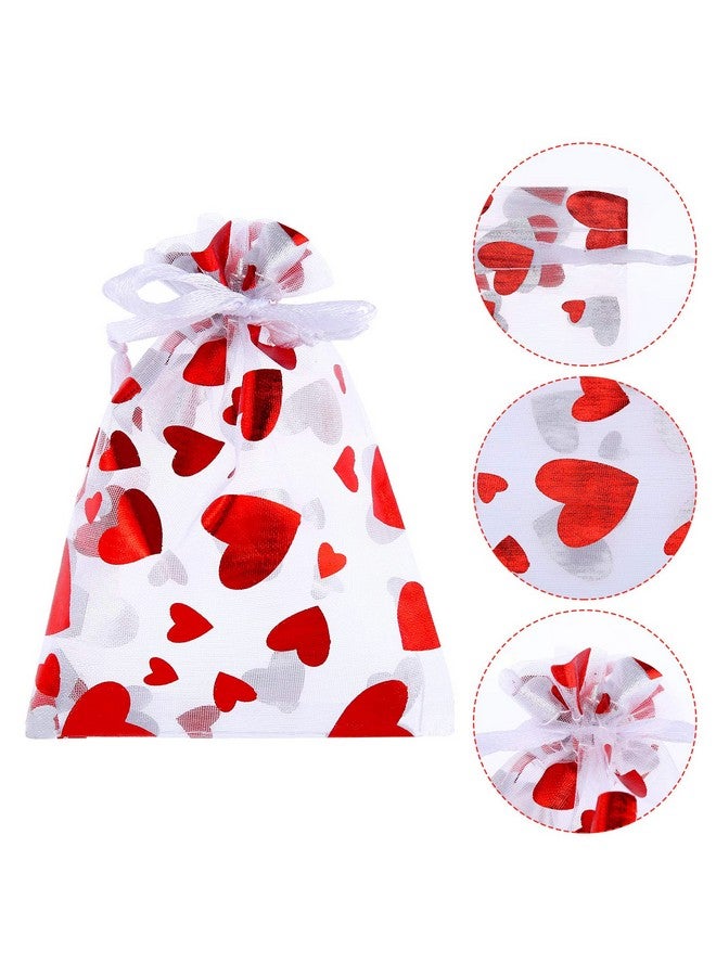 Shappy 80 Pieces Heart Candy Bags Organza Jewelry Pouches 10 X 8 Cm Pouch Drawstring Bags For Jewelry Packaging Valentine'S Day Wedding Festival Party Supply - Image 4