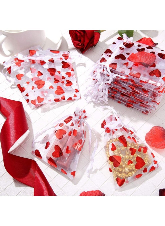 Shappy 80 Pieces Heart Candy Bags Organza Jewelry Pouches 10 X 8 Cm Pouch Drawstring Bags For Jewelry Packaging Valentine'S Day Wedding Festival Party Supply - Image 3