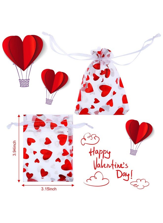 Shappy 80 Pieces Heart Candy Bags Organza Jewelry Pouches 10 X 8 Cm Pouch Drawstring Bags For Jewelry Packaging Valentine'S Day Wedding Festival Party Supply - Image 2