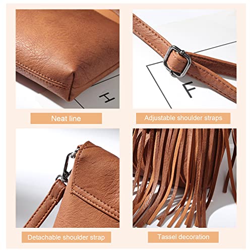 Oweisong Fringe Crossbody Purse for Women Western Cowgirl Purse Leather Tassel Fanny Packs Black Shoulder Handbags - Image 4