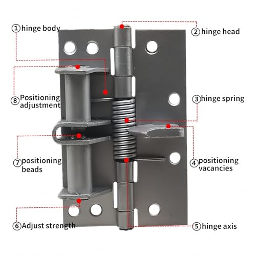 Xfopz 2-Pack 4-Inch Manganese Steel Automatic Self-Closing Door Hinges – Heavy-Duty Spring Hinges for Wooden Doors, 90-Degree Positioning - Image 3