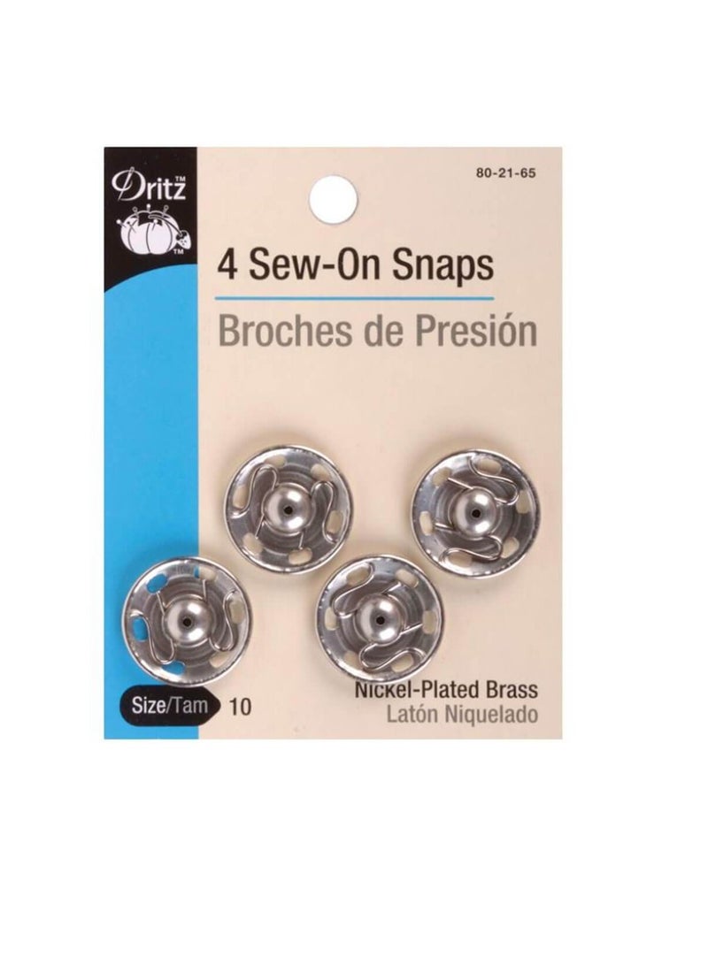 Dritz Sew-On Snaps Nickel-Plated Brass Size 10 4pcs - Image 3