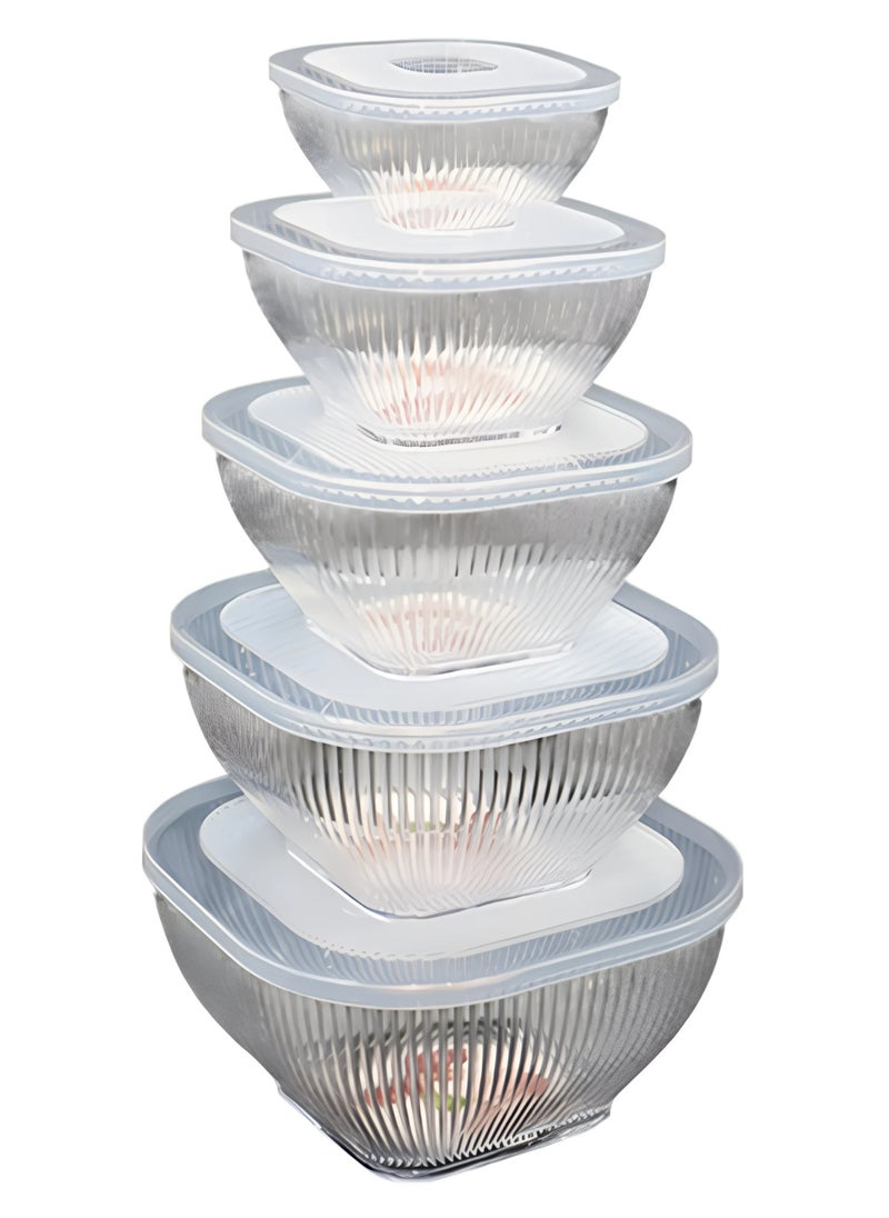 Cady One 5-Piece Multi-Size Plastic Food Storage Container Set with Easy-Clean, Leak-Proof, Airtight Lids 