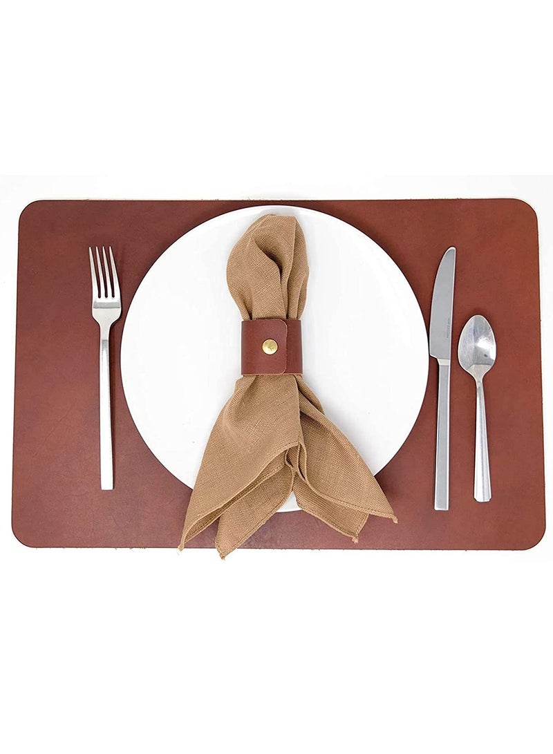 SOLARAE Leather Napkin Rings, Rustic Napkin Rings Set of 6, Leather Napkin Ring Holders, Fall Holders Rings Handmade Serviette Buckle Holder for Valentine's, Thanksgiving, Dinner Party, Wedding Decor - Image 4