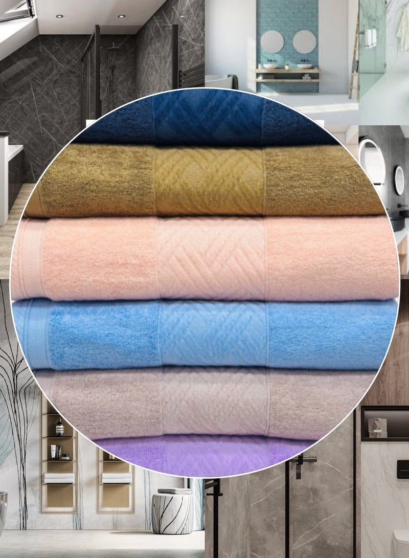 Hayat PAMUKKALE - 6 Piece Bath Sheets 80 x 160 cm Super Soft 100% Cotton Fast Absorbent & Quick Dry Towels 550-GSM -Assorted Coulors - Image 1