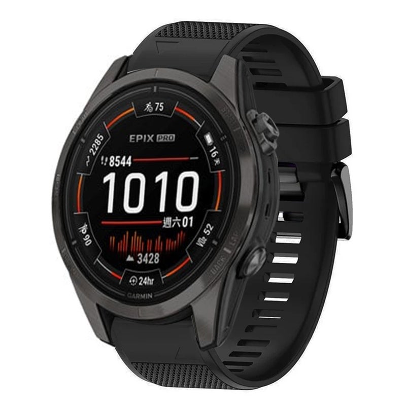 S-TOP For Garmin Epix Pro 47mm Quick Release 22mm Silicone Watch Band(Black) - Image 1