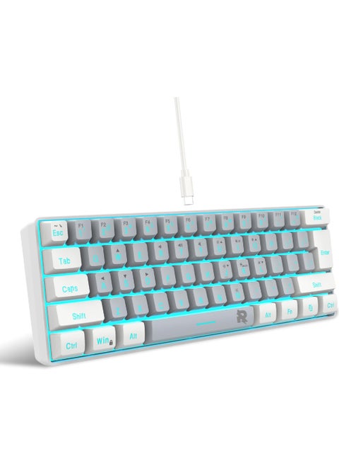 Rock Pow 60% Wired Gaming Keyboard RGB Backlit Mini Keyboard Waterproof Small Ultra-Compact 61 Keys Keyboard for PC/Mac Gamer Typist Travel Easy to Carry on Business Trip