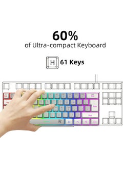 Rock Pow Rock Pow 60% Wired Gaming Keyboard RGB Backlit Mini Keyboard Waterproof Small Ultra-Compact 61 Keys Keyboard for PC/Mac Gamer Typist Travel Easy to Carry on Business Trip  - Image 3