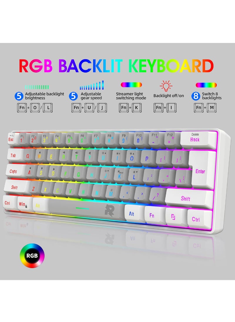 Rock Pow - Rock Pow 60% Wired Gaming Keyboard RGB Backlit Mini Keyboard Waterproof Small Ultra-Compact 61 Keys Keyboard for PC/Mac Gamer Typist Travel Easy to Carry on Business Trip - Image 1
