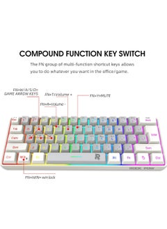 Rock Pow Rock Pow 60% Wired Gaming Keyboard RGB Backlit Mini Keyboard Waterproof Small Ultra-Compact 61 Keys Keyboard for PC/Mac Gamer Typist Travel Easy to Carry on Business Trip  - Image 4