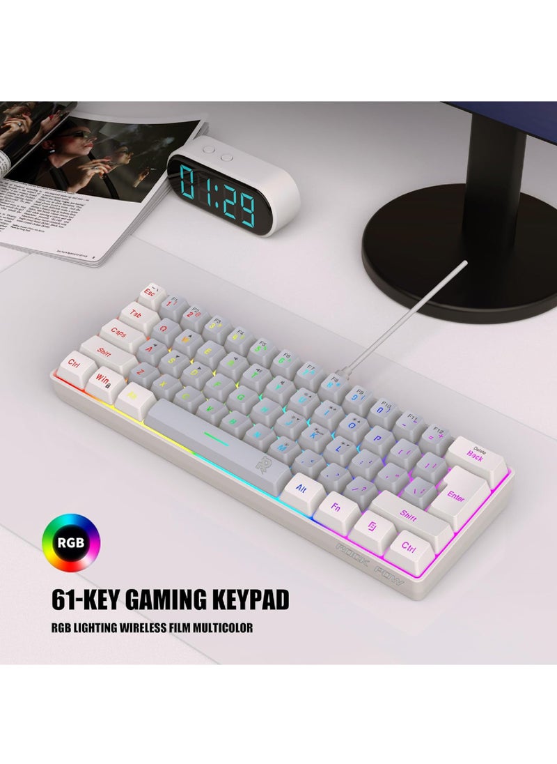 Rock Pow - Rock Pow 60% Wired Gaming Keyboard RGB Backlit Mini Keyboard Waterproof Small Ultra-Compact 61 Keys Keyboard for PC/Mac Gamer Typist Travel Easy to Carry on Business Trip - Image 1