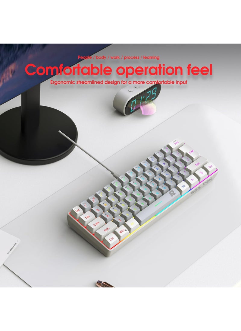 Rock Pow - Rock Pow 60% Wired Gaming Keyboard RGB Backlit Mini Keyboard Waterproof Small Ultra-Compact 61 Keys Keyboard for PC/Mac Gamer Typist Travel Easy to Carry on Business Trip - Image 1
