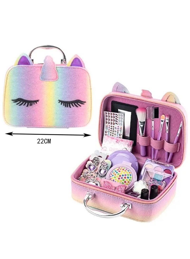 Unicorn Makeup Bag, Girl Children'S Set, Washable Non-Toxic Children'S Makeup Toys, Dress Up Games, Holiday Gifts, Suitable For 4 Years Old And Above - Image 3