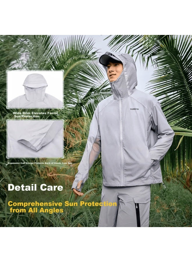 Toread Sun Protection Clothing, Outdoor Lightweight Breathable Skin Coat Jacket, Original Yarn Sun Protection Fishing Wear, Blue Rock Black Men's M - Image 2