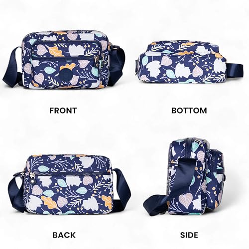 MISTYCDEP Crossbody Purse for Women, Nylon Waterproof Shoulder Purse, Messenger and travelling Bag Lightweight, Long Strap (Blue, Pack of 1) (Leaf) - Image 5