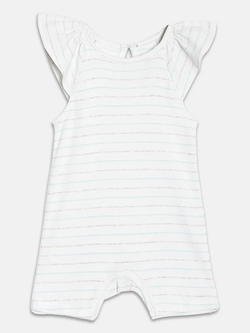 Broon Broon Infant Girls White and Grey Printed Organic Cotton Rompers Pack of 2